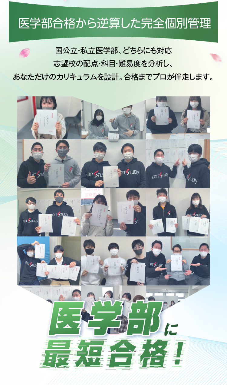 医学部合格から逆算した完全個別管理